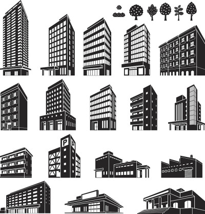 各种建筑的插图