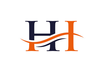 初始链接字母HI标志设计。现代字母HI标志设计矢量
