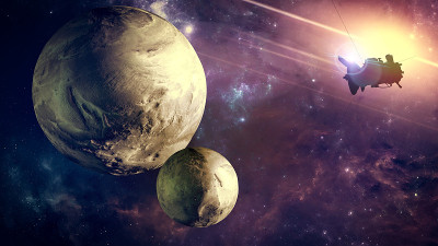 未探索星系的行星和系外行星。科幻小说。新的世界有待发现。探针