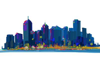 抽象城市水彩画。