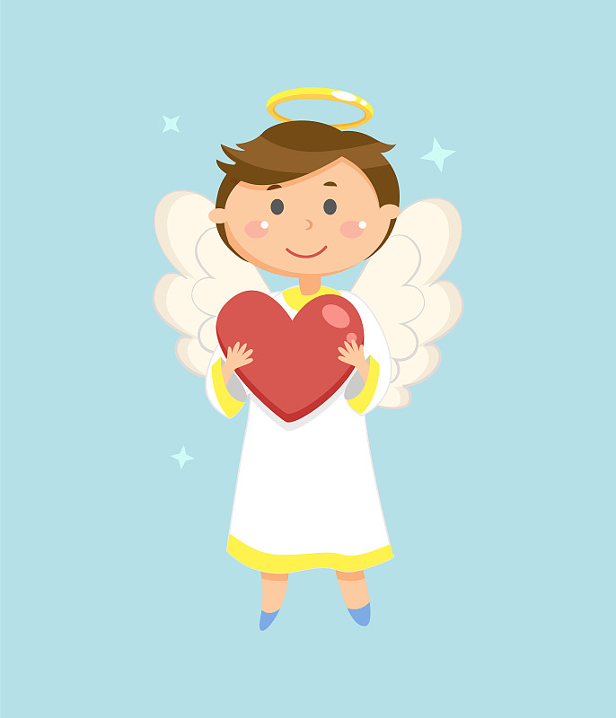 Angel with Heart, Valentines Day Symbol, Cupid