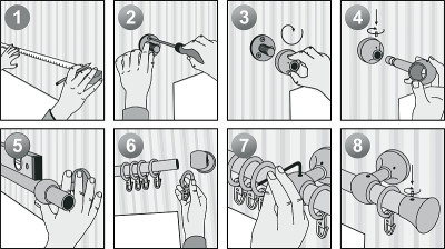 Vector manual. How to install a curtain rod to the