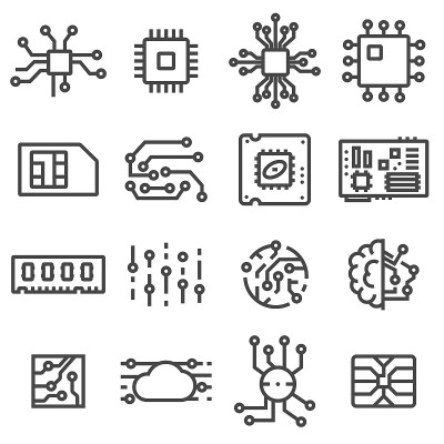 向量计算机芯片图标集