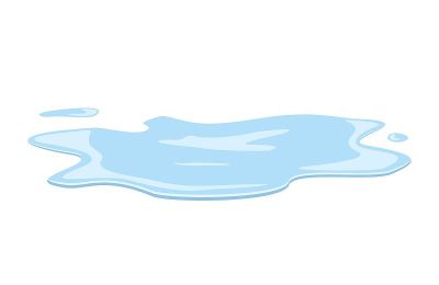 水溢出或水坑，液体矢量设计元素插图孤立在白色背景
