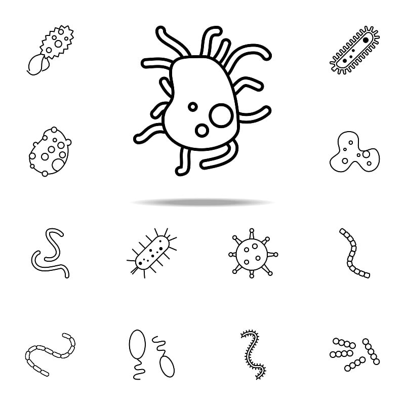 微生物图标。细菌图标普遍设置为网络和移动