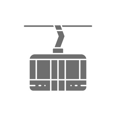 滑雪缆车，缆车，客舱索道灰色图标。