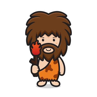可爱的古代男孩人物手持火炬。