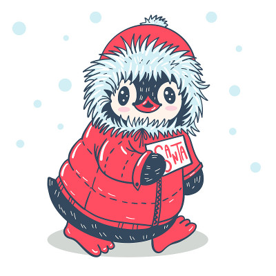 插图与有趣的卡通企鹅