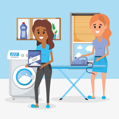Woman on laundry