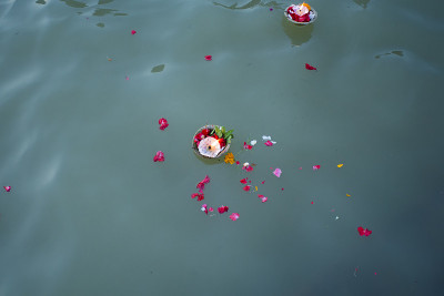 Flowers and candle floating basket for Ganges(Gang