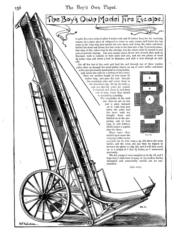 维多利亚黑白图如何制作一个火灾逃生模型;男孩自己的报纸1892年
