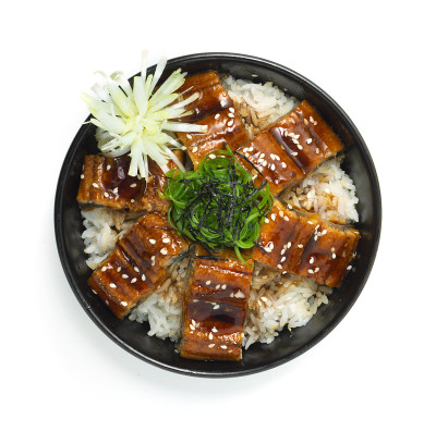 鳗鱼堂烤鳗鱼饭碗装饰海带腌姜雕刻蔬菜日本料理