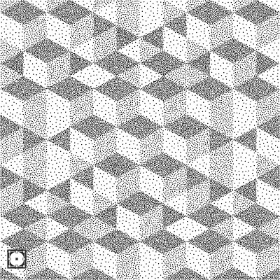 3d块结构背景。黑白颗粒点状设计。点彩派的模式。点画矢量插图。