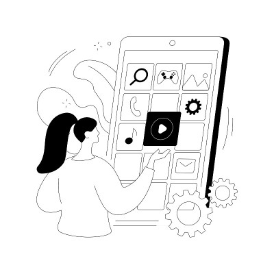 原生移动应用抽象概念矢量插图。