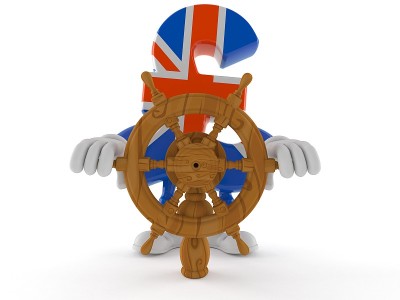英镑货币字符持有船轮