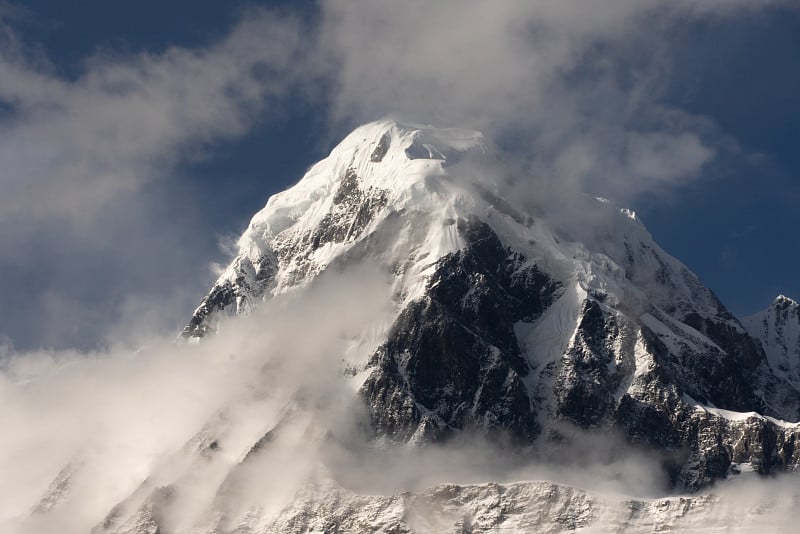 尼泊尔,安纳普尔纳峰。四旬斋雪山徒步。