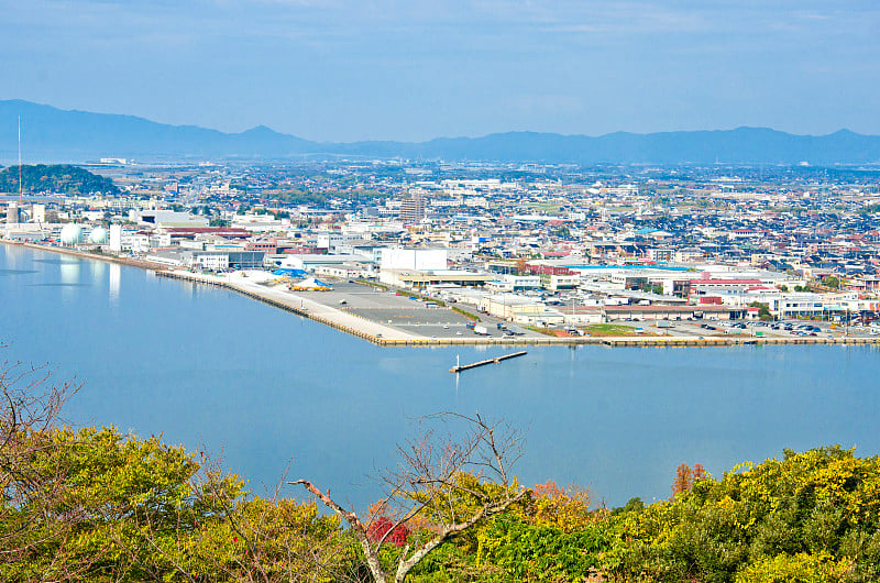 米野市和中海湖，山上公园的景色