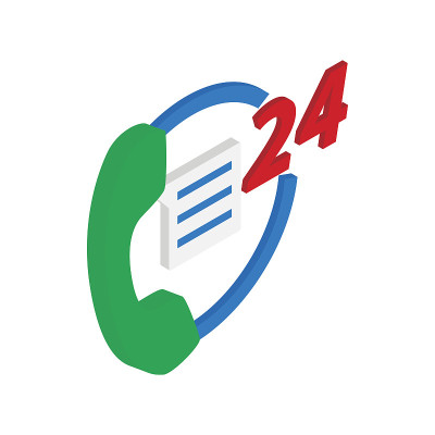 24小时支持图标，等距3d风格