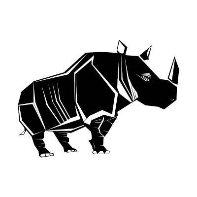 silhouette of Rhinoceros isolated on white backgro