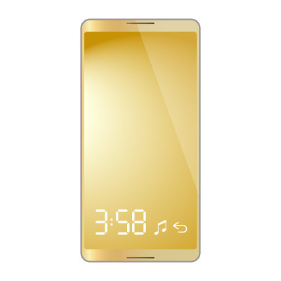 金色智能手机，手机孤立，矢量插图图像。