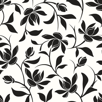 无缝黑白花图案。矢量插图。