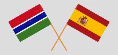 Crossed flags of Spain and the Gambia