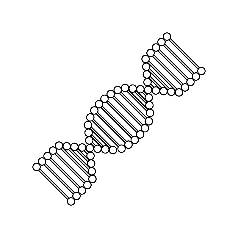 DNA图标符号设计。平面矢量插图孤立在白色背景。DNA螺旋