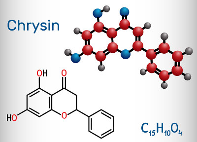 白杨素,Chrysine分子。它是黄酮，二羟基黄酮，存在于蜂蜜，蜂胶，西番莲花，西番莲中。结构化学式