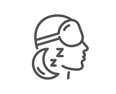 失眠一行图标。睡觉护目镜的迹象。向量