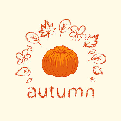 Autumn leaves and pumpkin.