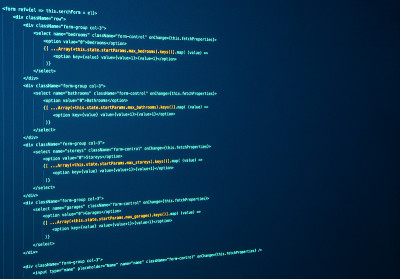 网站应用的Javascript代码行。用于软件开发的脚本语言。编码的反应。源代码
