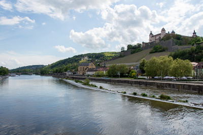 费斯丁·马里恩伯格田园诗般的景色，Würzburg，在德国南部