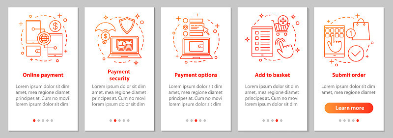 Online shopping app screen