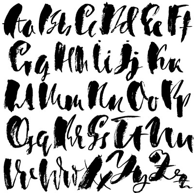 手绘干刷字体。现代刷刻字。摇滚风格的字母。矢量插图。