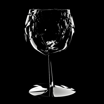 破碎的酒杯孤立在黑色背景上，3D渲染
