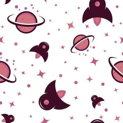 Rocket and planet seamless vector pattern