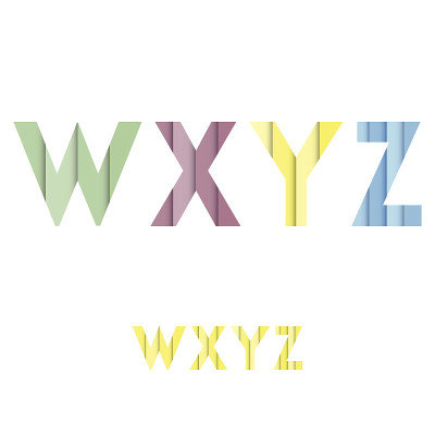 W X Y Z -彩色分层现代字体