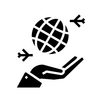 世界旅行和远程工作字形图标矢量插图