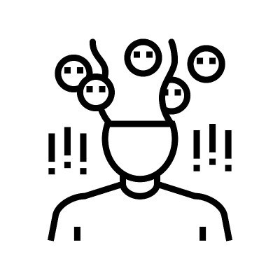 恐惧症心理问题线图标矢量插图