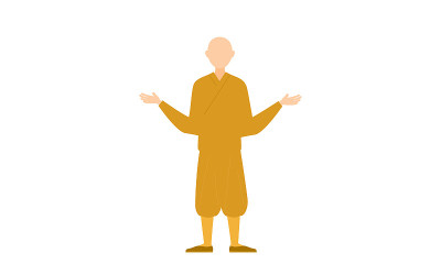 一个和尚站着，一个和尚张开双手