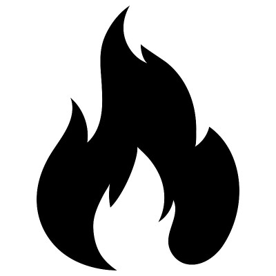 Fire flame icon. Black icon isolated on white back
