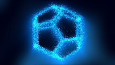 十二面体的发光旋转三维全息光全息图像-抽象背景纹理