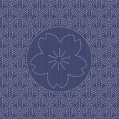 日本传统刺绣。佐彦和樱花。
