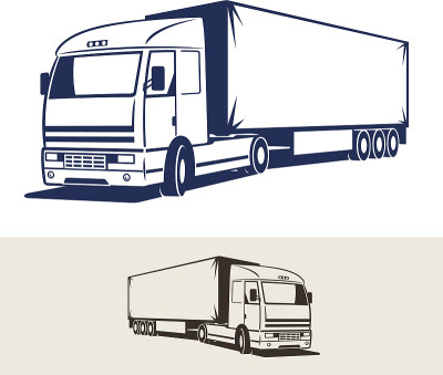 与半拖车卡车。矢量图
