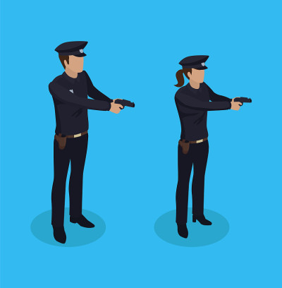 警察警察和妇女矢量插图