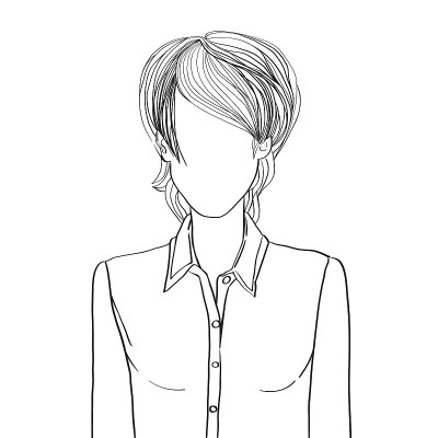 留着不对称短发的年轻女子涂鸦头像