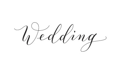 婚礼文字，手工书写，定制书法孤立上白。