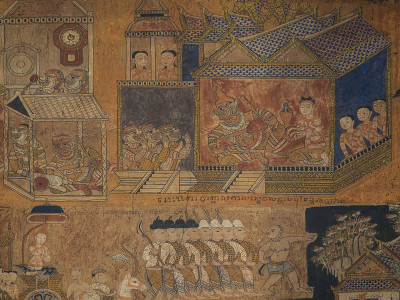 柬埔寨暹列寺的寺庙壁画