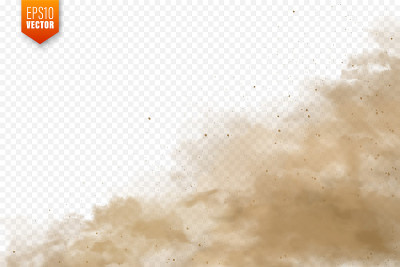 Realistic dust clouds. Sand storm. Polluted dirty 
