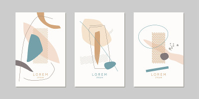 A set of posters. A composition with abstract elem